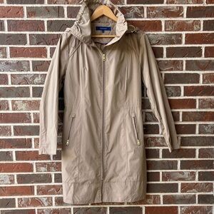 Cole Haan Tan Hooded Trench Coat Rain Jacket